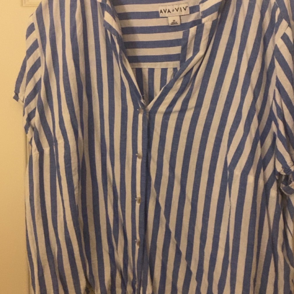 Ava & Viv Blue and White Striped Shirt